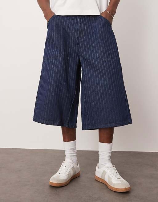 DESIGN Denim Jort With Stripe In Rinse Wash