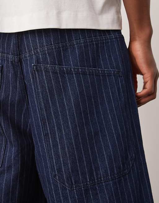 DESIGN Denim Jort With Stripe In Rinse Wash