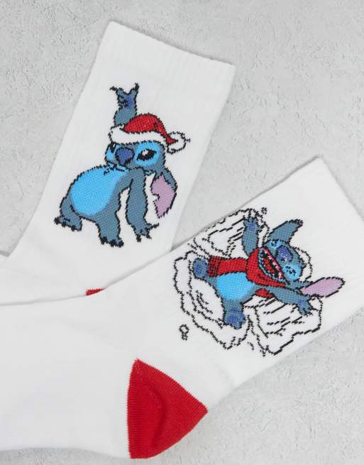 DESIGN Disney 2 Pack Socks With Christmas Stitch Graphic In White
