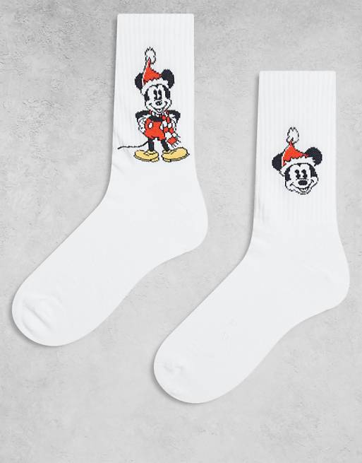 DESIGN Disney 2 pack socks with Mickey Santa graphic in white