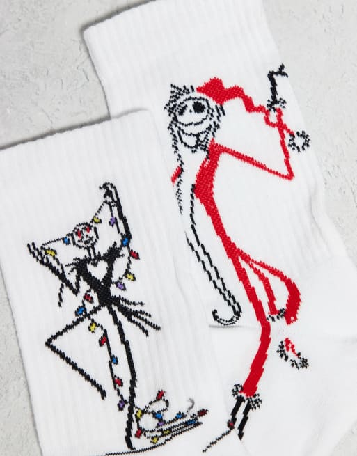 DESIGN Disney 2 Pack Socks With Nightmare Before Christmas Graphic In White