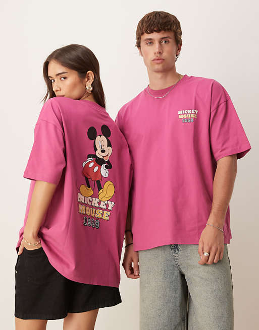 DESIGN Disney oversized t-shirt with Mickey print in pink