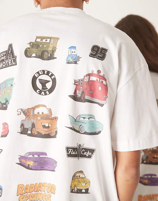 DESIGN Disney Pixar Unisex Oversized T-shirt With Cars Prints In White