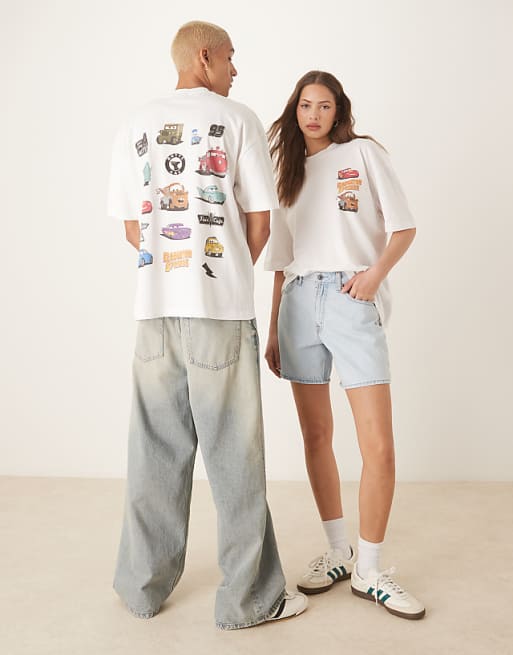 DESIGN Disney Pixar unisex oversized t-shirt with Cars prints in white