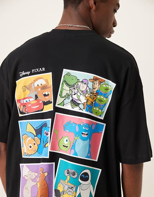 DESIGN Disney Pixar Unisex Oversized T-shirt With Character Prints In Black