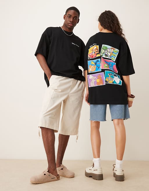 DESIGN Disney Pixar unisex oversized t-shirt with character prints in black