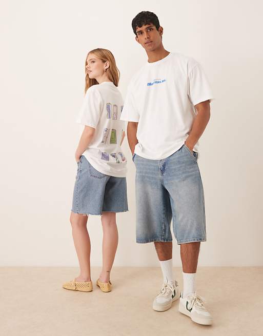 DESIGN Disney Pixar Unisex Oversized T-shirt With Monsters Inc Multi Prints In White