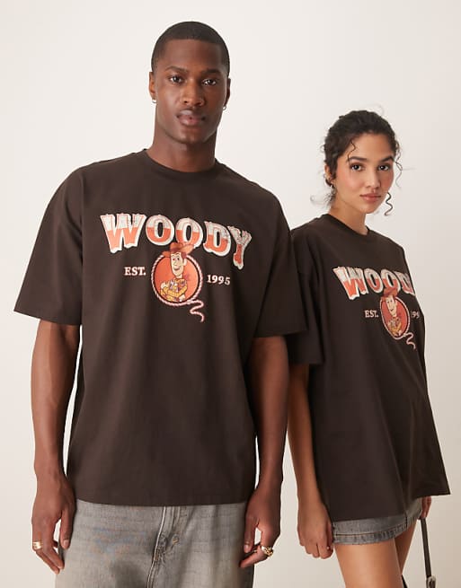 DESIGN Disney Pixar Unisex Oversized T-shirt With Toy Story Woody Print In Brown - BROWN