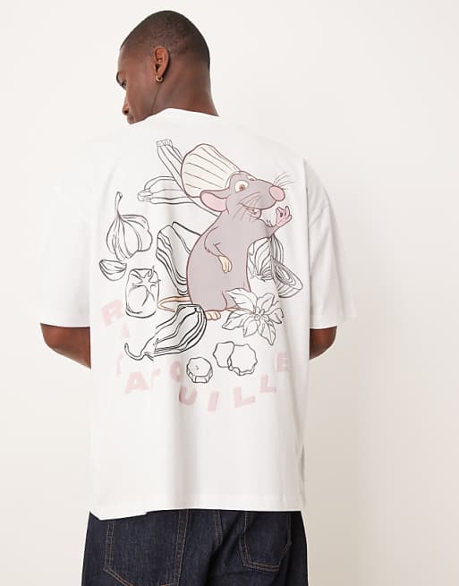DESIGN Disney Pixar Unisex Oversized T-shirt With Ratatouille Prints In White