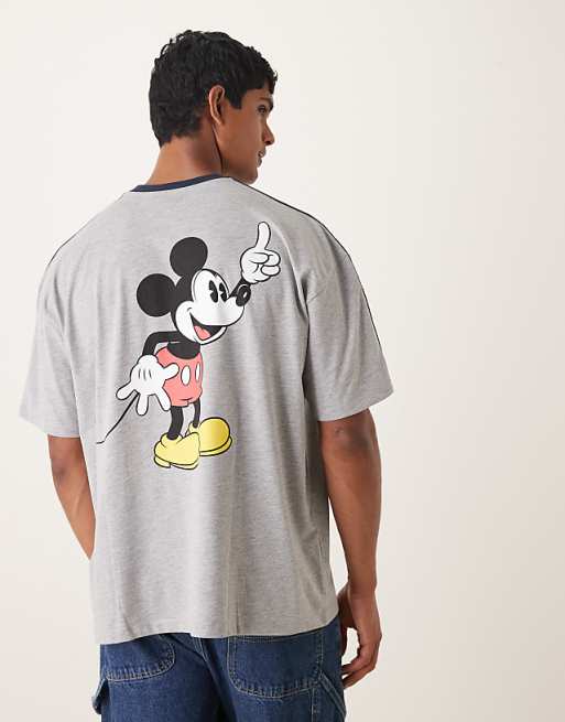 DESIGN Disney Unisex Oversized T-shirt With Mickey Mouse Prints In Grey