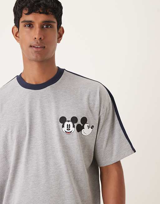 DESIGN Disney Unisex Oversized T-shirt With Mickey Mouse Prints In Grey