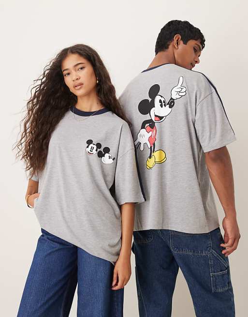 DESIGN Disney unisex oversized t-shirt with Mickey Mouse prints in grey