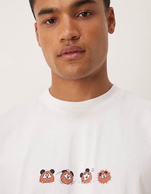 DESIGN Disney Unisex Oversized T-shirt With Mickey Mouse Prints In White