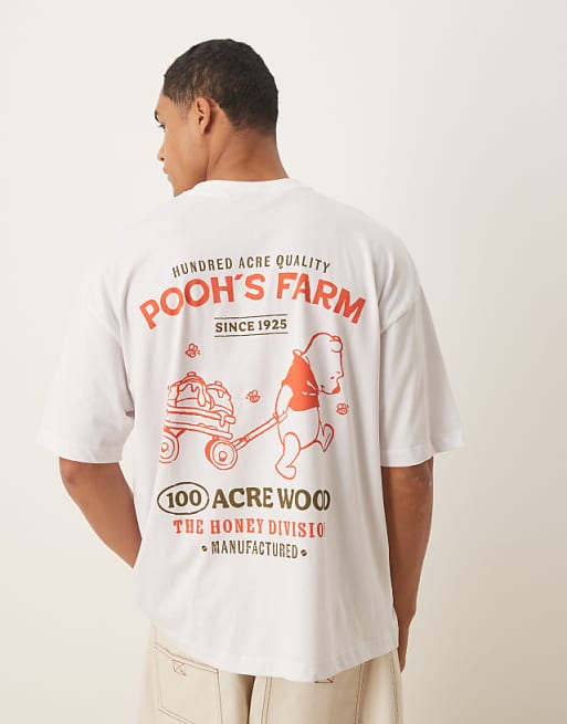 DESIGN Disney Unisex Oversized T-shirt With Winnie The Pooh Prints In White