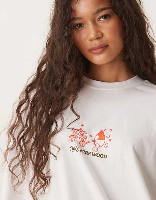 DESIGN Disney Unisex Oversized T-shirt With Winnie The Pooh Prints In White