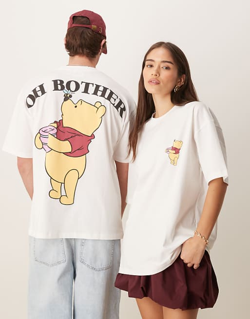 DESIGN Disney unisex oversized t-shirt with Winnie The Pooh prints in white
