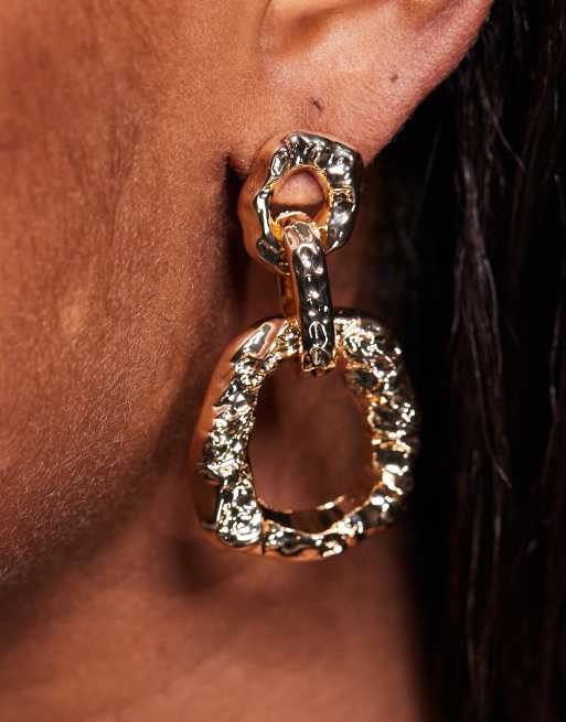 DESIGN Door-knocker Earrings In Textured Gold Tone