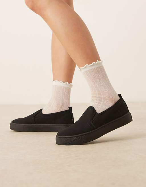DESIGN Dotty Slip On Plimsolls In Black