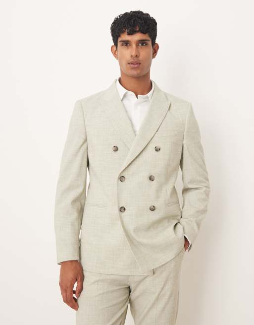 DESIGN Double-breasted Suit Jacket In Light Green
