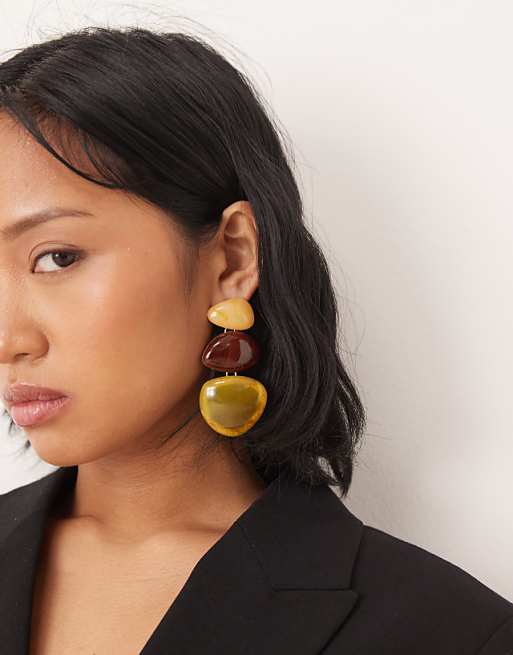 DESIGN drop earrings with resin detail