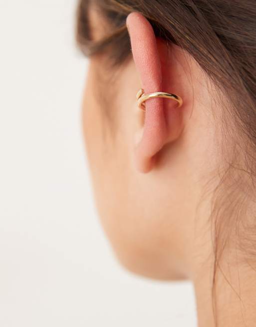 DESIGN Ear Cuff With Double Loop Design In Gold Tone