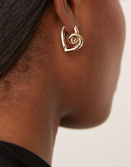 DESIGN earrings in heart shape in gold tone