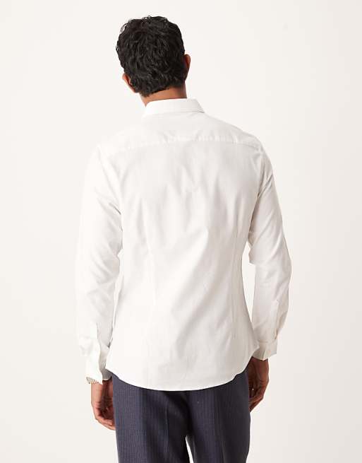 DESIGN Easy Iron Royal Oxford Slim Shirt In White
