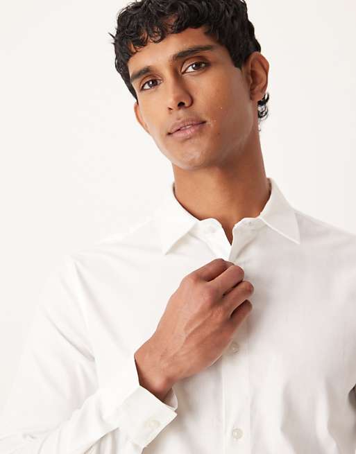 DESIGN Easy Iron Royal Oxford Slim Shirt In White