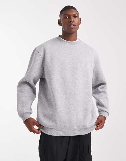 DESIGN essential longline sweatshirt in grey marl