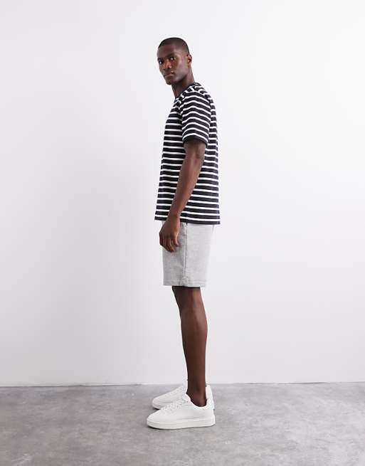 DESIGN Essential Mid Length Slim Shorts In Grey Marl