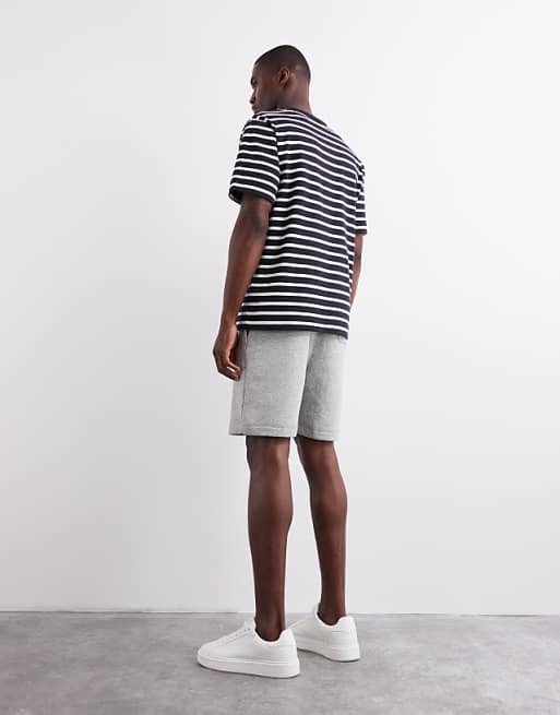 DESIGN Essential Mid Length Slim Shorts In Grey Marl