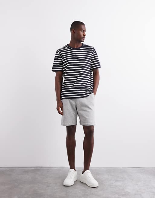 DESIGN essential mid length slim shorts in grey marl