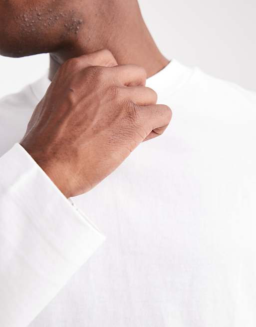 DESIGN Essential Oversized High Neck Long Sleeve T-shirt In White