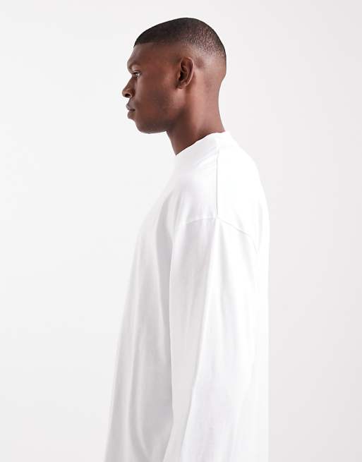 DESIGN Essential Oversized High Neck Long Sleeve T-shirt In White