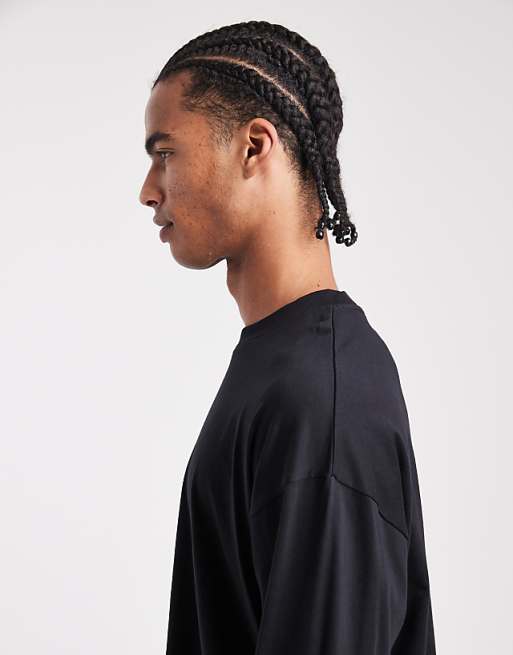 DESIGN Essential Oversized Long Sleeve T-shirt In Black - BLACK