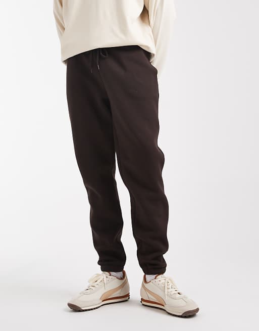 DESIGN Essential Slim Joggers In Brown