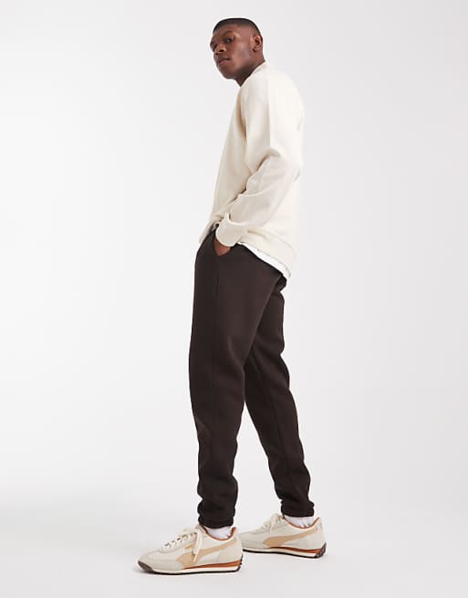 DESIGN Essential Slim Joggers In Brown