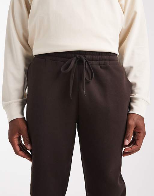 DESIGN Essential Slim Joggers In Brown