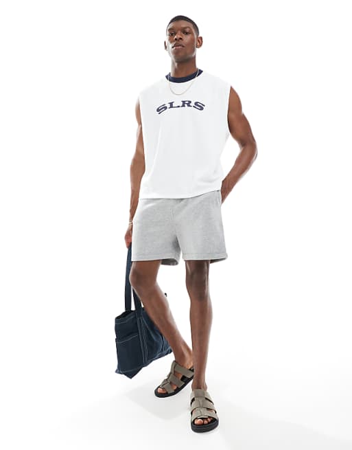 DESIGN essential slim shorts in grey marl