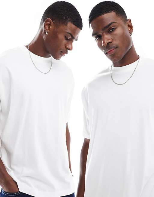 DESIGN Essentials 2 pack oversized t-shirts in white