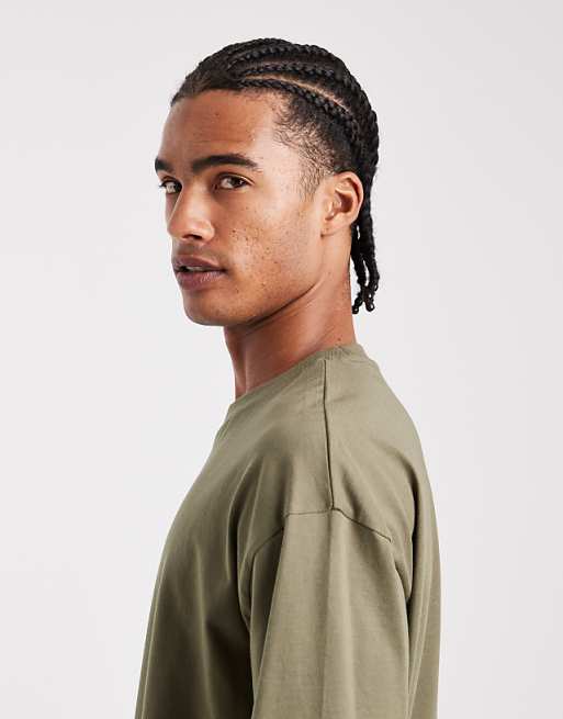 DESIGN Essentials 2 Pack Oversized T-shirts In Stone And Khaki