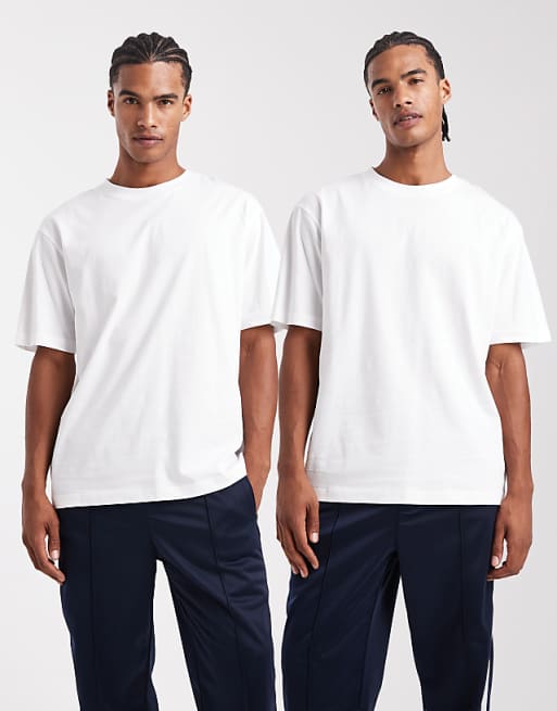 DESIGN Essentials 2 pack relaxed crew neck t-shirts in white