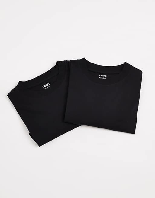 DESIGN Essentials 2 pack relaxed crew neck t-shirts in black