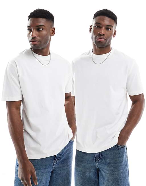 DESIGN Essentials 2 pack relaxed crew neck t-shirts in white