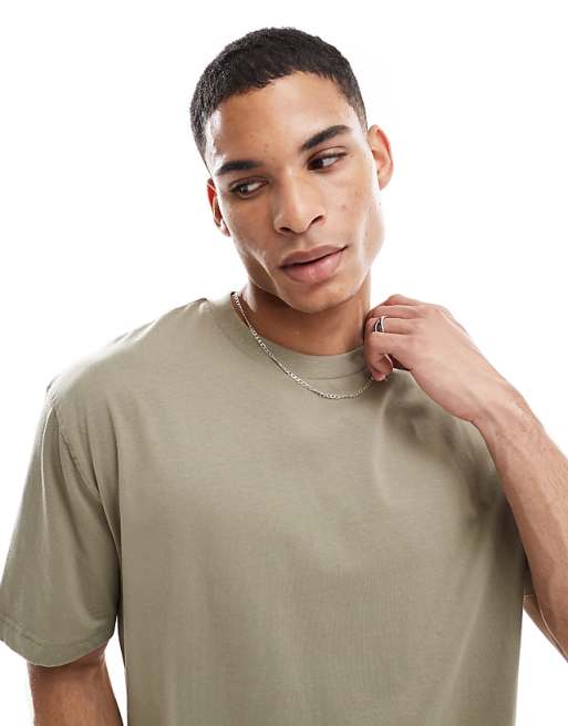 DESIGN Essentials 2 Pack Relaxed T-shirt In Cream & Khaki