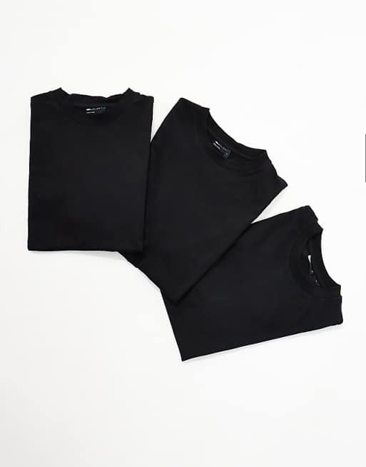 DESIGN Essentials 3 pack relaxed crew neck t-shirts in black