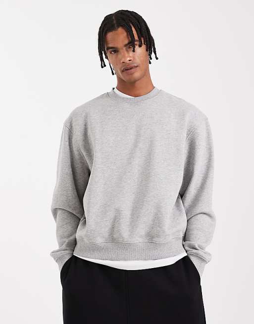 DESIGN Essentials Boxy Relaxed Sweatshirt In Grey