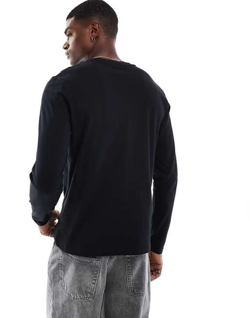 DESIGN Essentials Crew Neck Long Sleeve T-shirt In Black