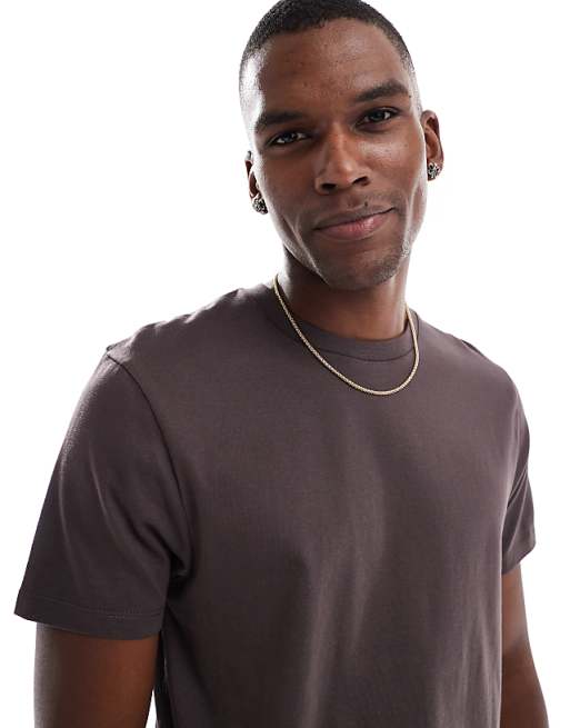 DESIGN Essentials Crew Neck T-shirt In Dark Brown