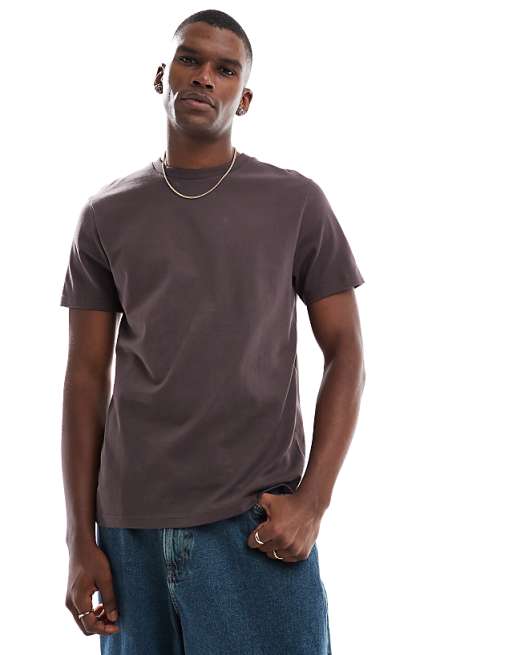 DESIGN Essentials Crew Neck T-shirt In Dark Brown